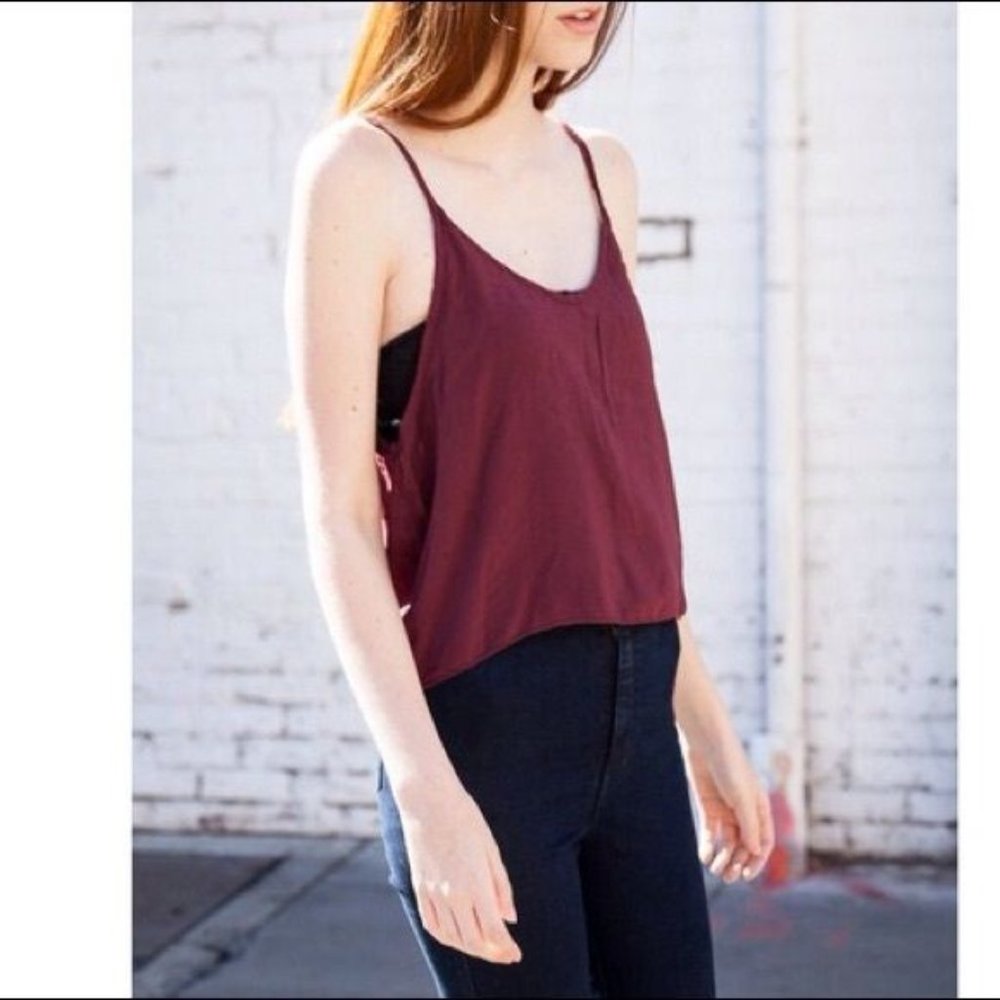 ⛔SOLD⛔BRANDY MELVILLE Burgundy Cami +Jewelry - Picture 2 of 10